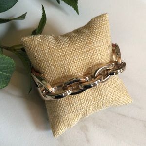 Leather and chain bracelet